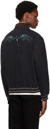 Rassvet Black Embroidered Denim Bomber Jacket
