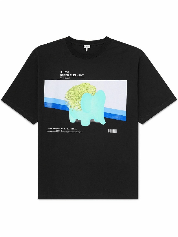 Photo: Loewe - Chia Elephant Printed Cotton-Jersey T-Shirt - Black