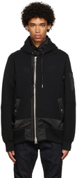 sacai Black Cotton Zip-Up Jacket