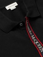 Alexander McQueen - Logo-Jacquard Webbing-Trimmed Cotton-Piqué Polo Shirt - Black