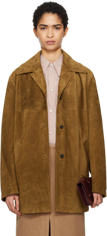 Photo: Carven Tan Short Split Suede Coat