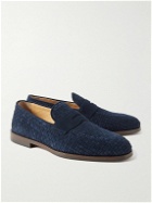Brunello Cucinelli - Woven Suede Penny Loafers - Blue