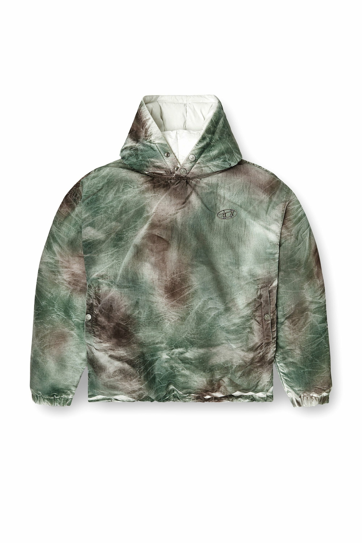 Diesel Puffy hooded jacket in camo nylon - Winter Jackets - Unisex - Multicolor