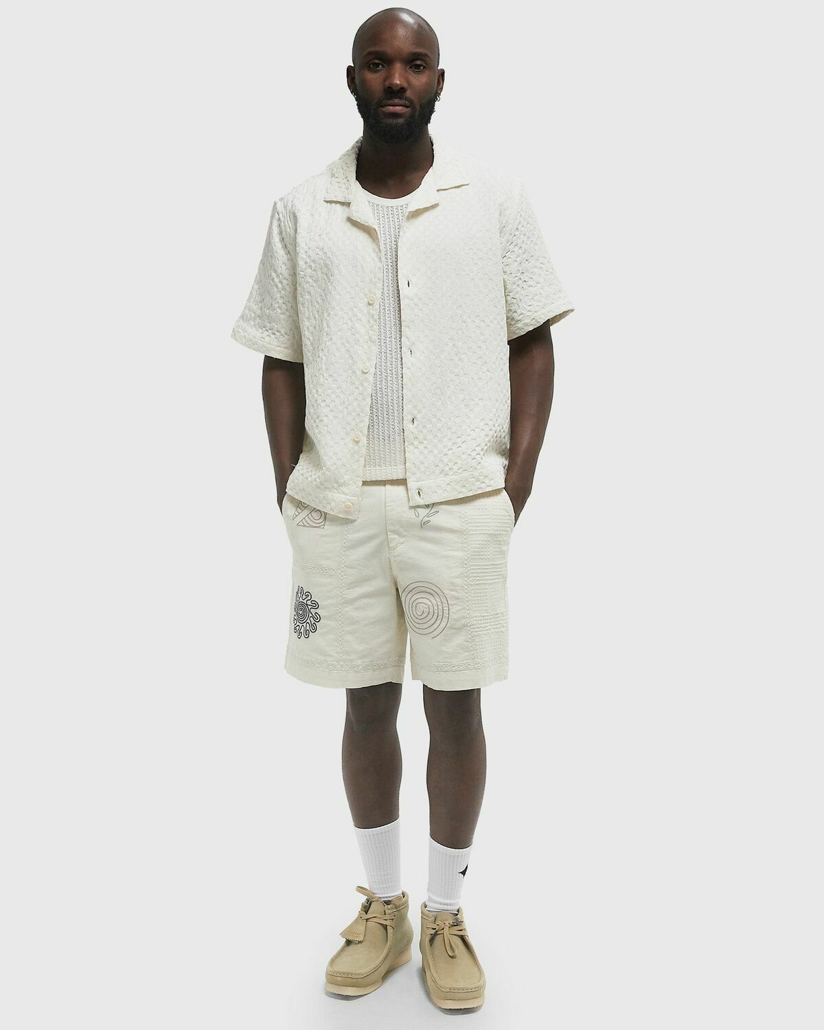 Wax London LIDO SS SHIRT BOX DOBBY White Mens Shortsleefe