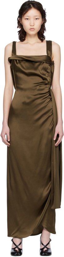 Photo: Maison Margiela Brown Silk Satin Maxi Dress