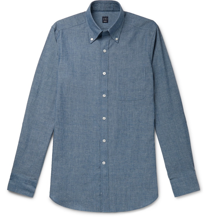 Photo: Beams F - Button-Down Collar Cotton-Chambray Shirt - Blue