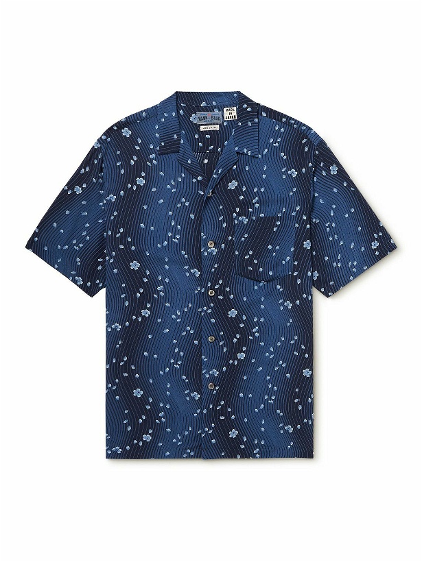 Photo: Blue Blue Japan - Camp-Collar Printed Crepe Shirt - Blue