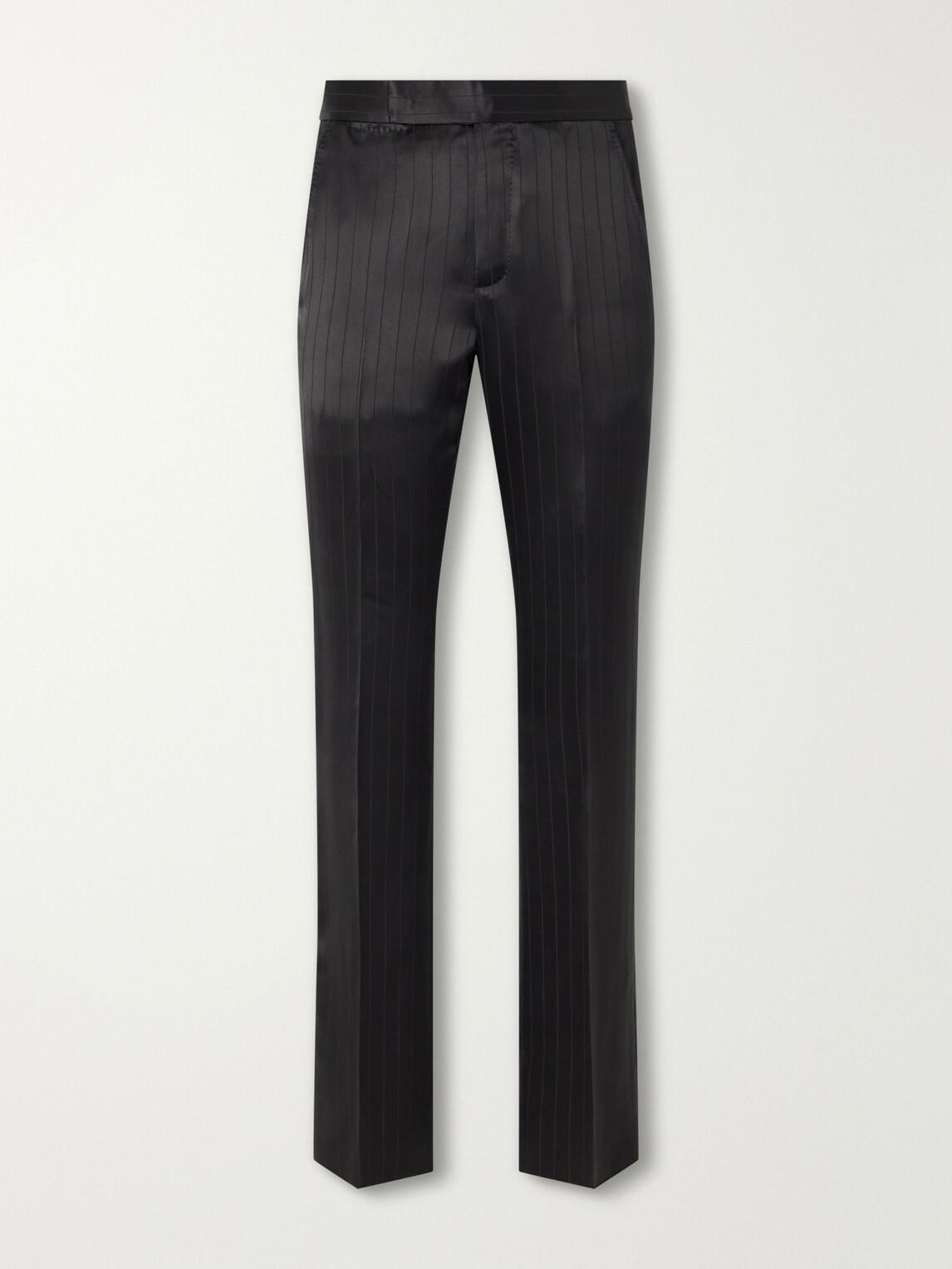 TOM FORD - Straight-Leg Pinstriped Satin Suit Trousers - Black
