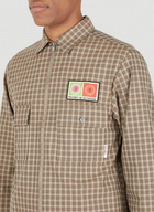 Zip-Front Check Shirt in Brown