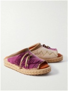 KAPITAL - Fringed Leather-Trimmed Suede Sandals - Purple