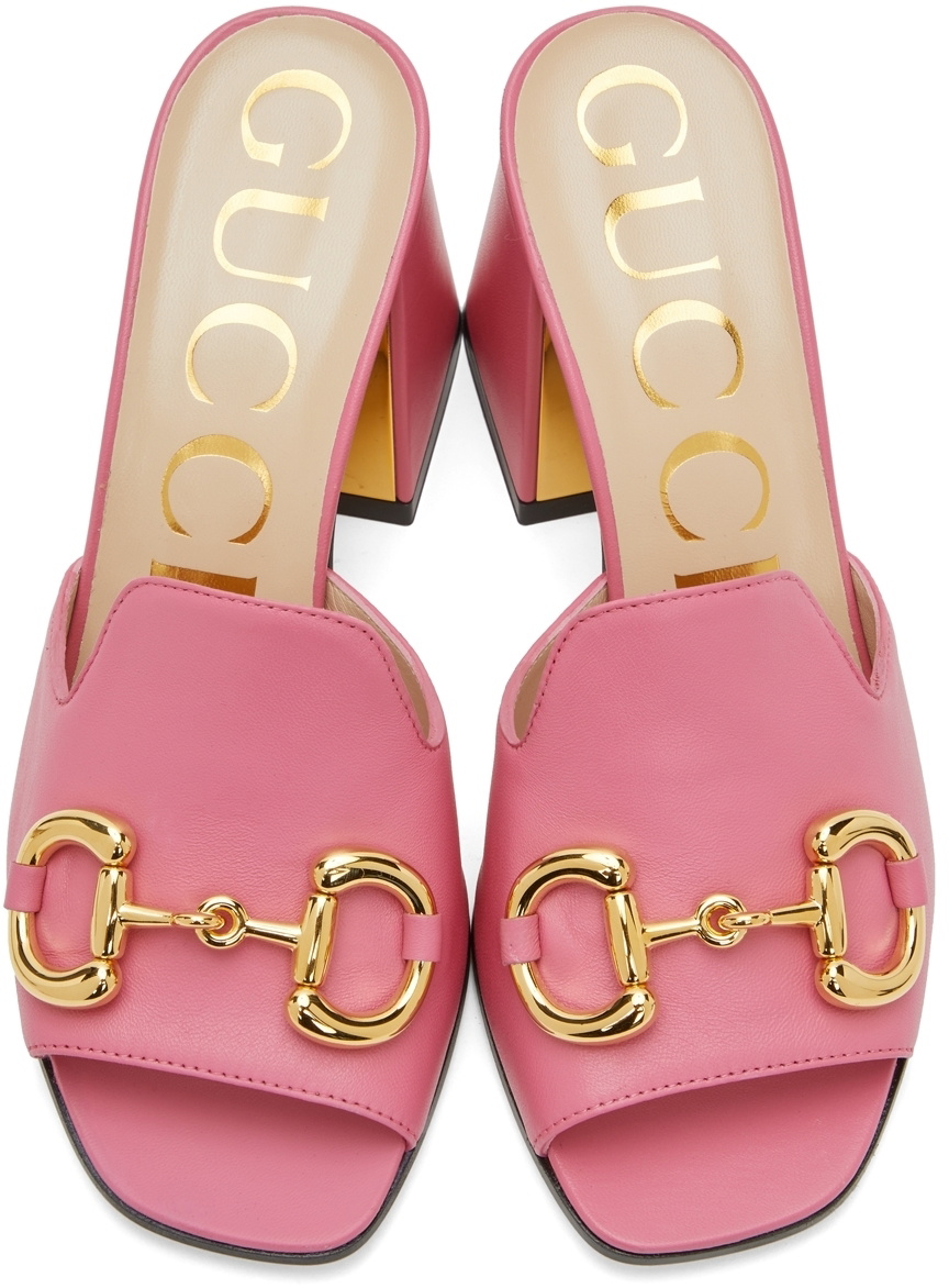 Gucci pink best sale slide heels