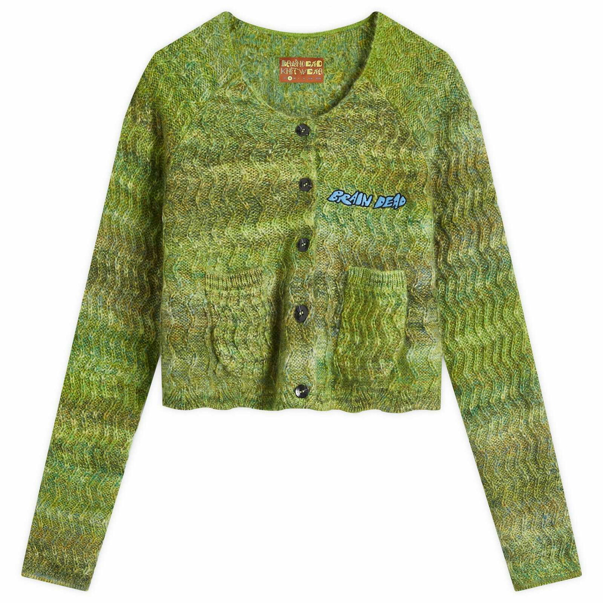 Brain Dead Women's Scalloped Cardigan in Green Multi Brain Dead