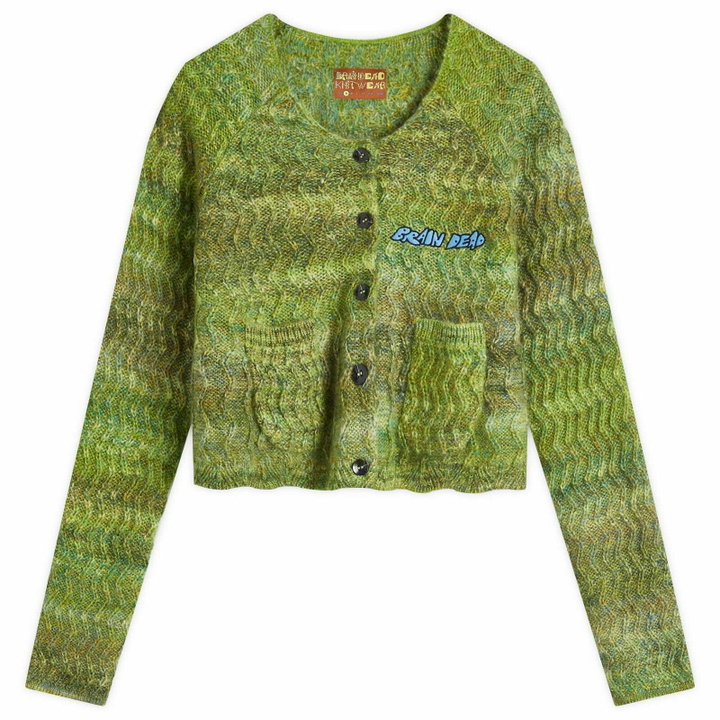Photo: Brain Dead Women's Scalloped Cardigan in Green Multi