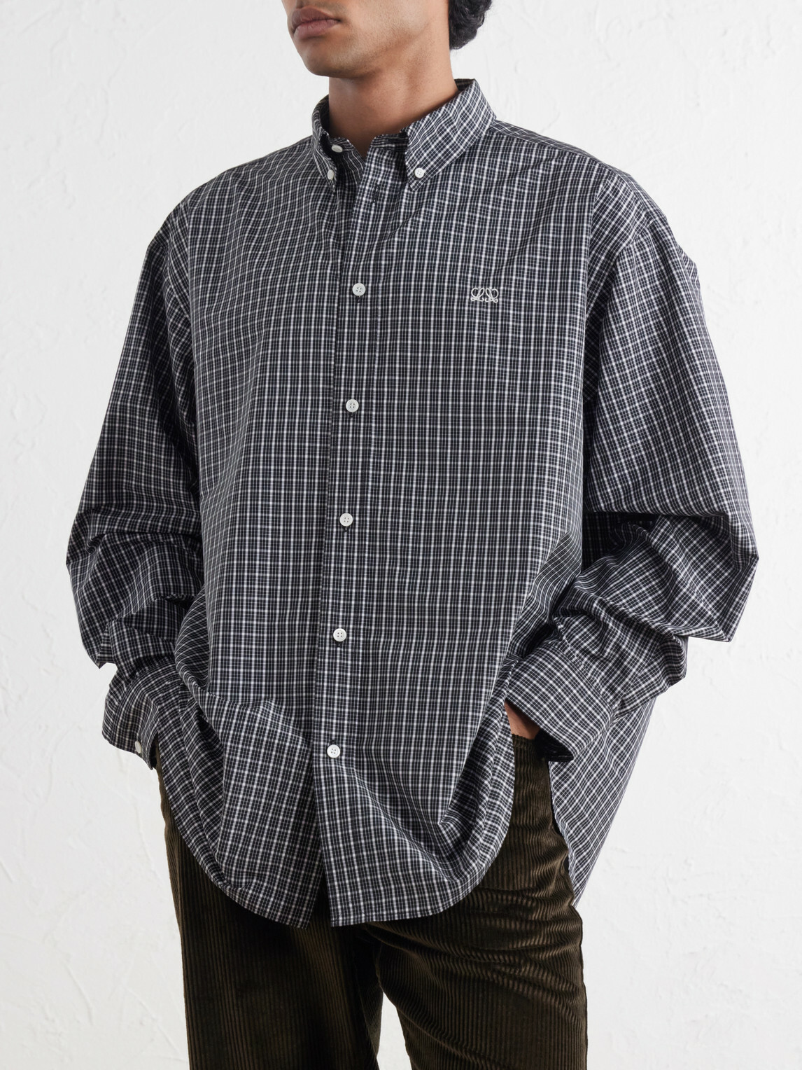 LOEWE - Loewe Logo-Embroidered Checked Shirt - Gray