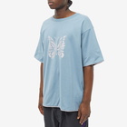 Needles Men's Reversible Logo T-Shirt in Blue Grey