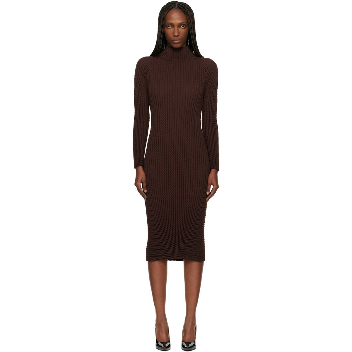ISSEY MIYAKE Brown October Spongy-58 Midi Dress