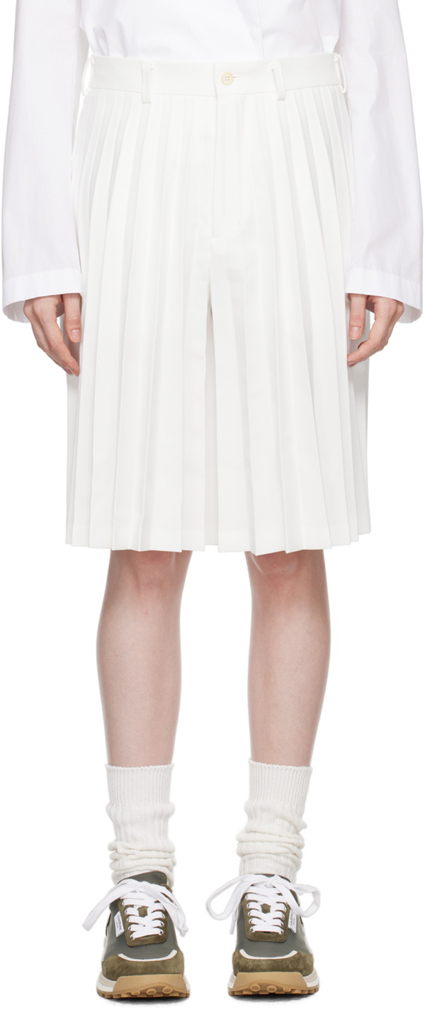 Comme des Garçons Homme Plus White Pleated Shorts