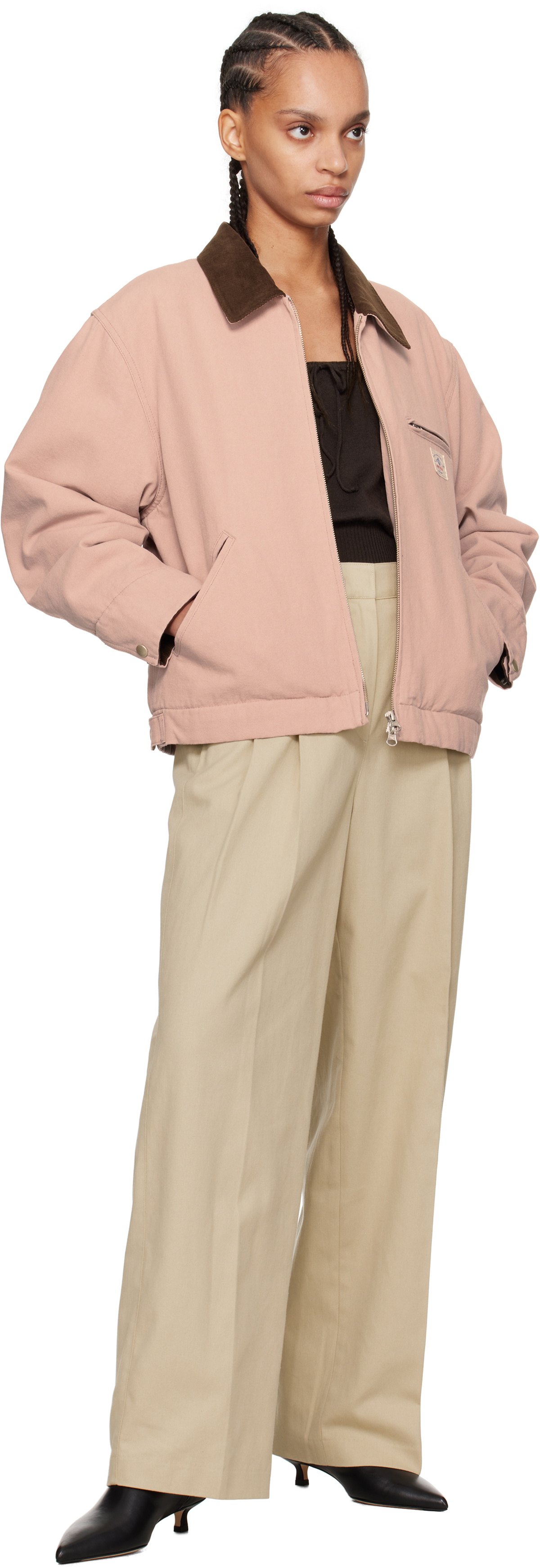 Dunst Beige Double-Pleated Chino Trousers