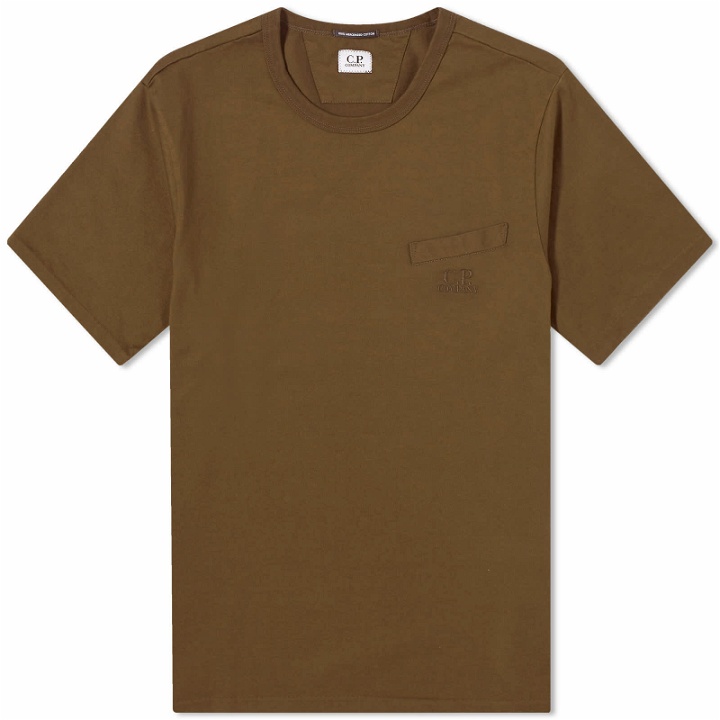 Photo: C.P. Company Men's 30/2 Mercerized Jersey Twisted Pocket T-Shirt in Ivy Green