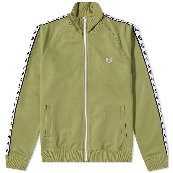 Photo: Fred Perry Men's Taped Track Jacket in Sage Green