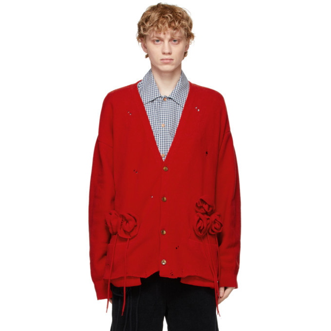 Doublet Red Flower Corsage Cardigan Doublet
