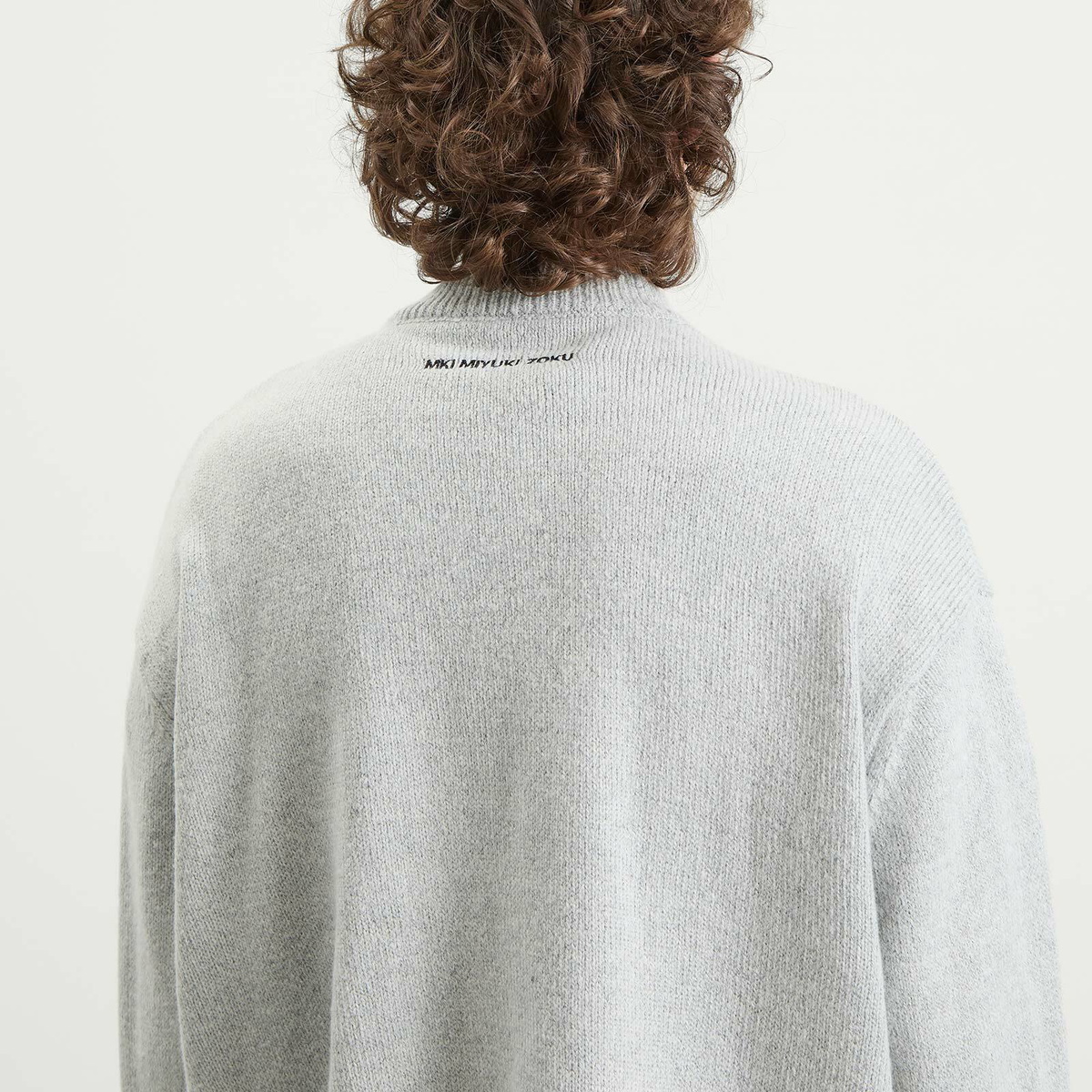 MKI Men's Mohair Blend Knit Crewneck in Light Grey MKI Miyuki-Zoku