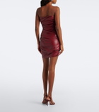 Alex Perry Ruched leather bustier dress