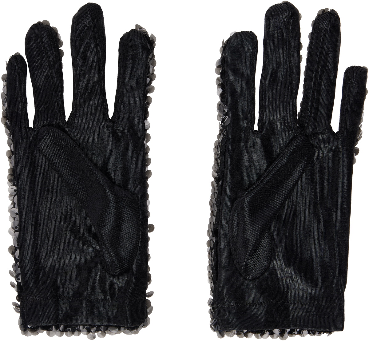Anna Sui Black Short Sequin Gloves
