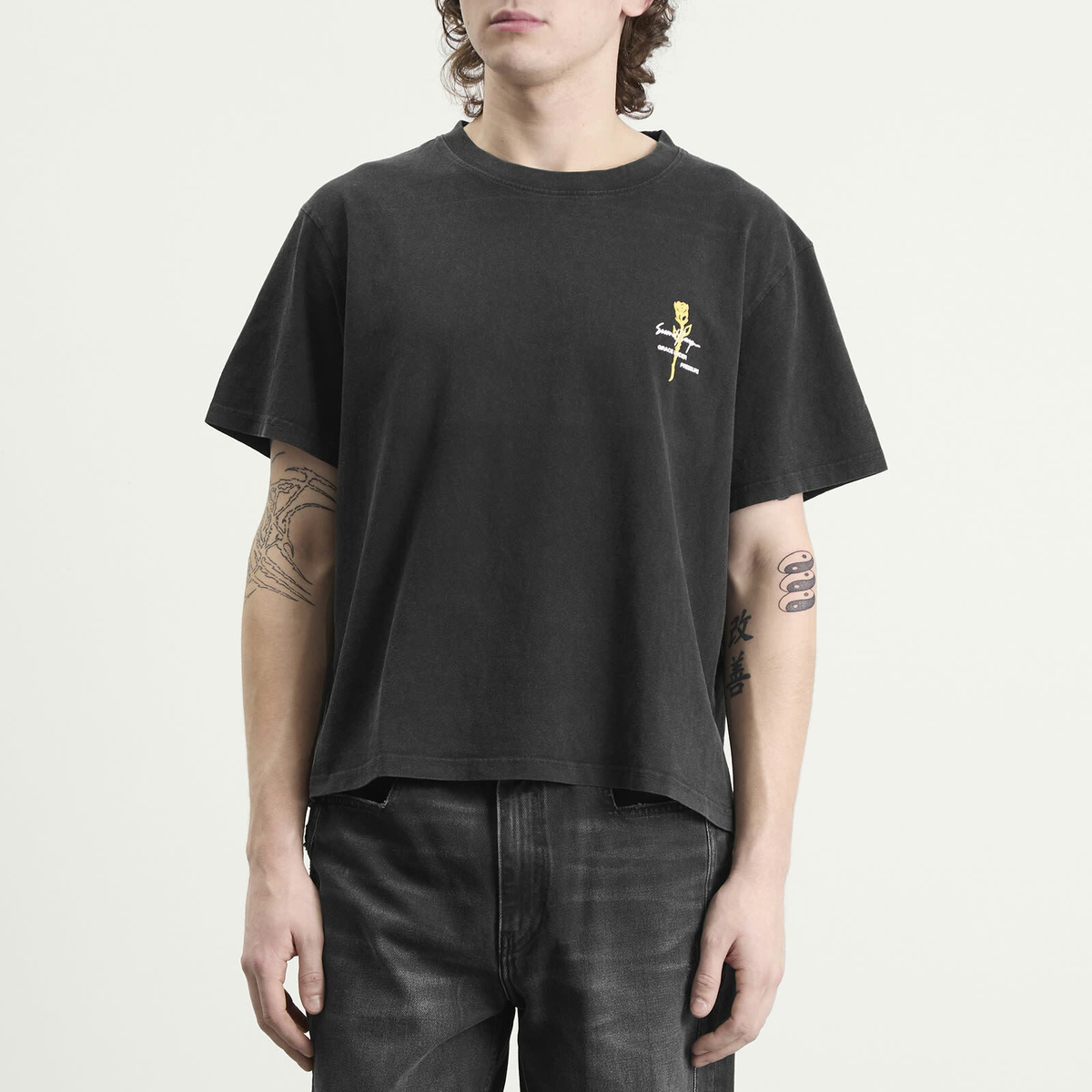 Second/Layer Men's Second Layer Baby Baggy Rose T-Shirt in Black