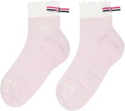 Thom Browne Pink Pointelle Stitch Hector Crew Socks