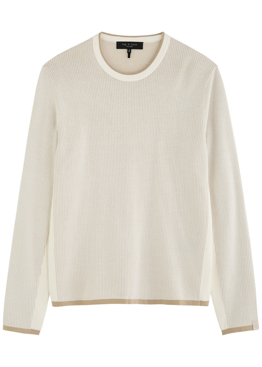 RAG & BONE men’s knitted lightweight knit sweater ivory round collar long orders sleeve