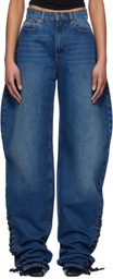 Mônot Blue Baggy Lace Up Jeans