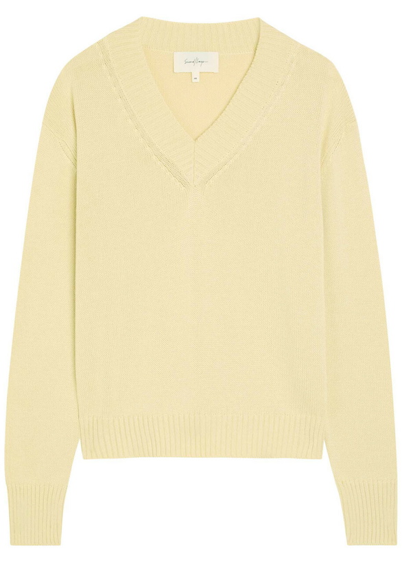 Photo: Second Layer Vexed V-neck Cotton-blend Jumper Yellow