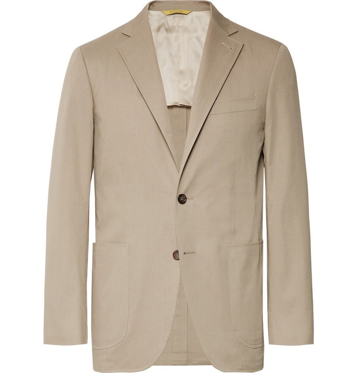 Photo: Canali - Dark-Beige Kei Slim-Fit Stretch-Cotton Twill Suit Jacket - Beige