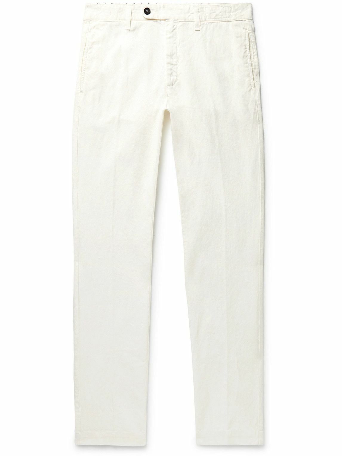 パンツ MASSIMO ALBA M27D0LAMIAT3240 Trousers White Massimo Alba - Winch2 Straight-Leg Cotton and Linen-Blend