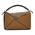 Loewe Tan Small Tweed Puzzle Bag