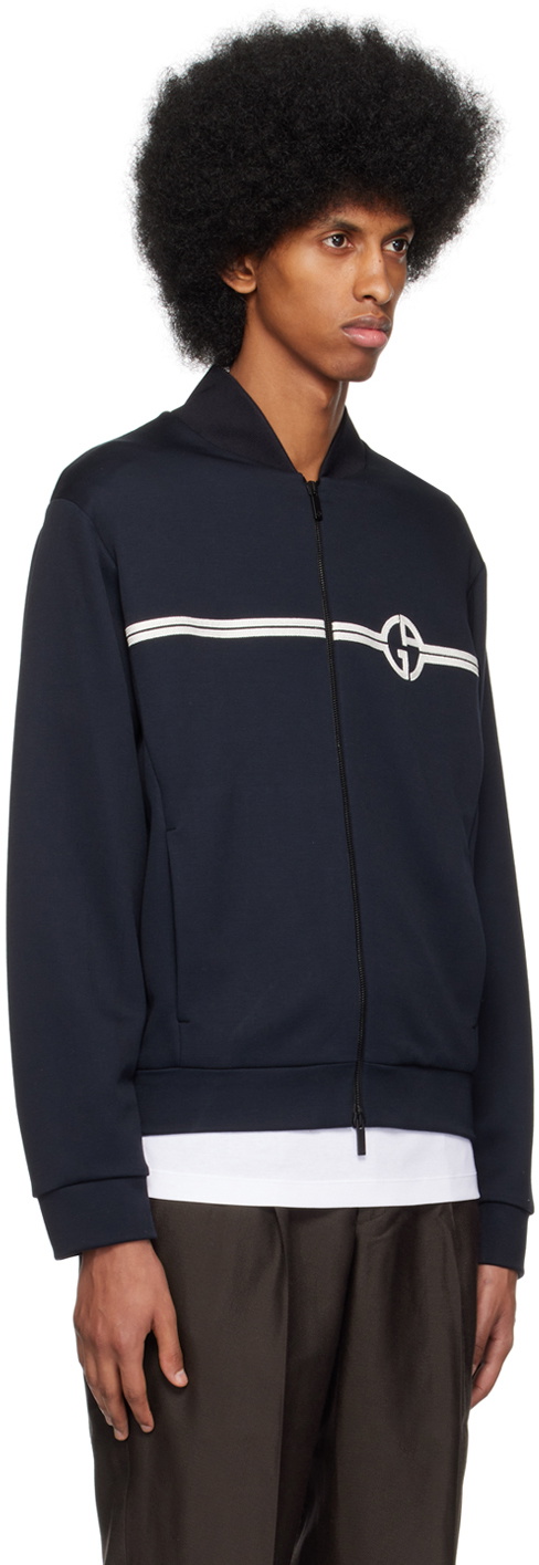 Giorgio Armani Navy Embroidered Sweater