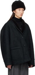LE17SEPTEMBRE Black Shawl Collar Faux-Shearling Jacket