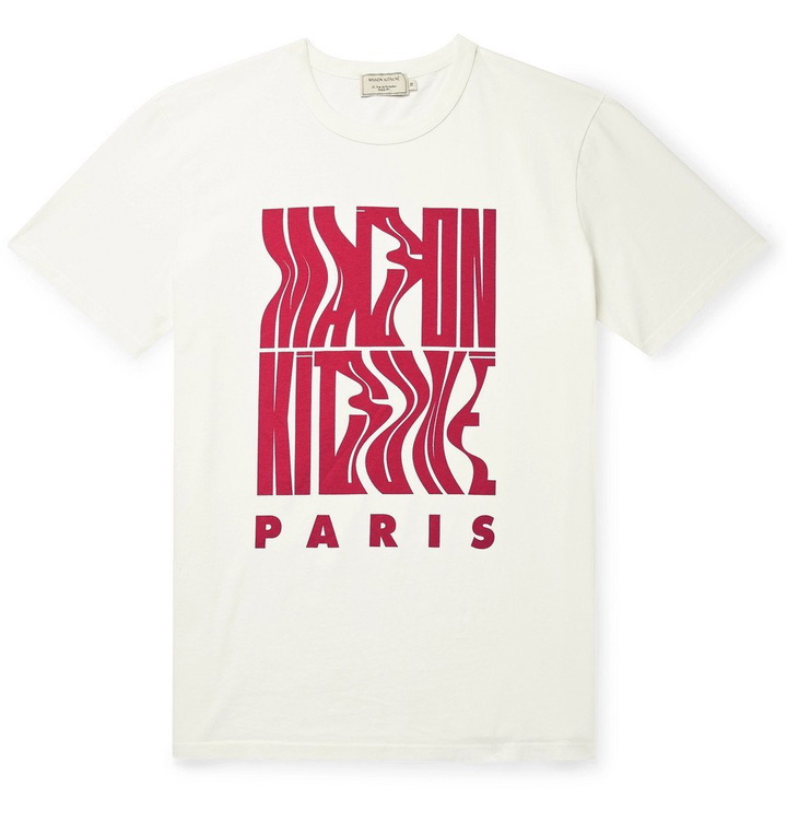 Photo: Maison Kitsuné - Logo-Print Cotton-Jersey T-Shirt - White