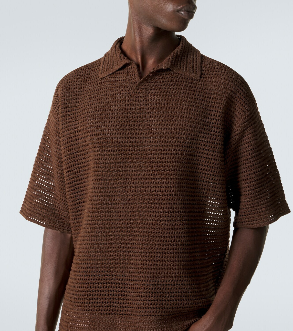 Auralee Open-knit cotton and silk polo sweater