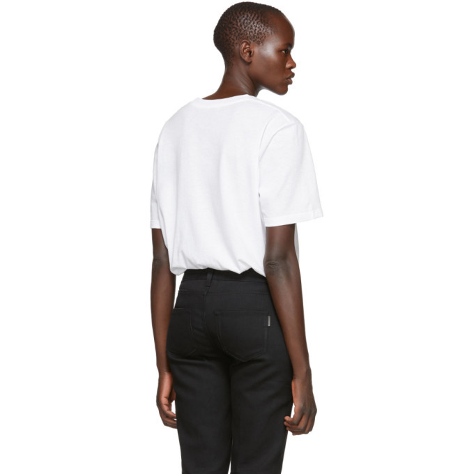 Saint Laurent White Signature Logo T-Shirt Saint Laurent