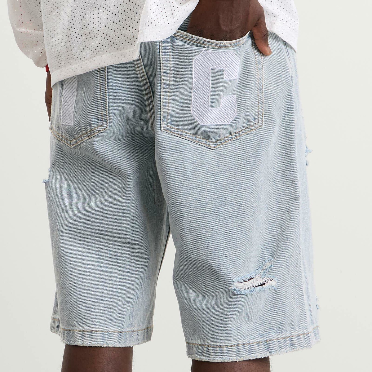 ICECREAM Men's Running Dog Denim Shorts in Heavy Wash Blue