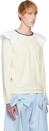 ANDREJ GRONAU Off-White Draped Shoulder Jersey Top