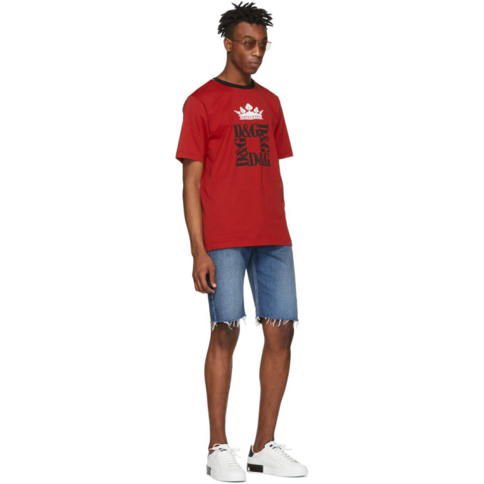 Dolce and Gabbana Red Crown Logo T-Shirt Dolce & Gabbana