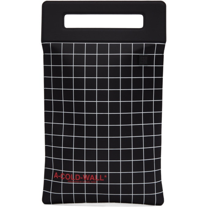 Photo: A-Cold-Wall* Black Grid Overlocked Tablet Tote