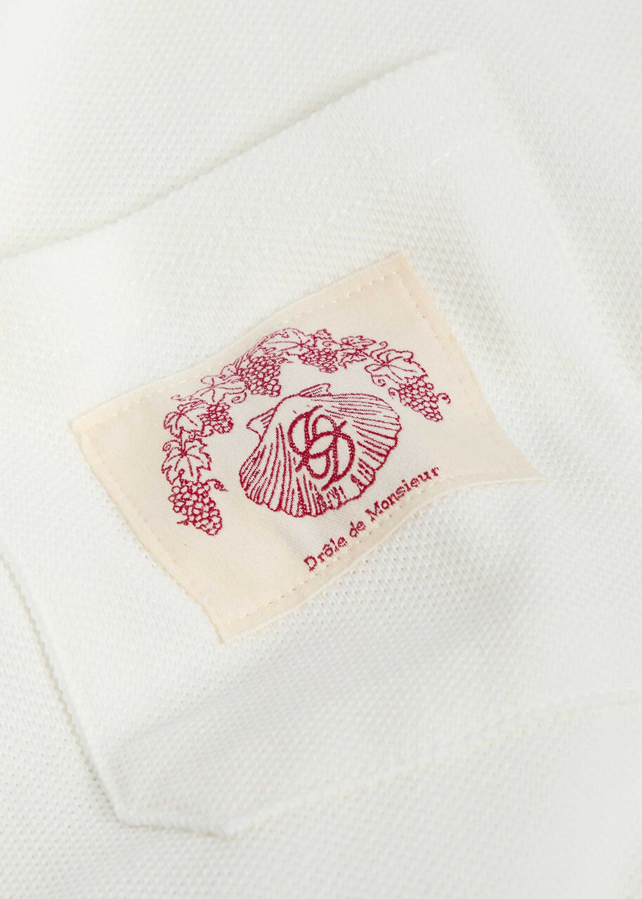 DRÔLE DE Monsieur Polo D Miroir Shell Piqué Cotton Polo Shirt Off White