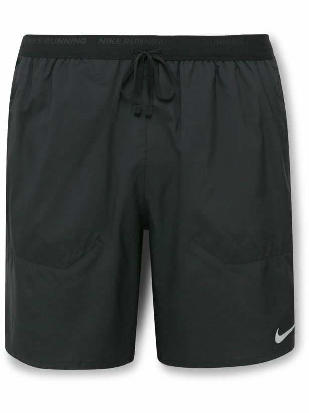 Photo: Nike Running - Stride Straight-Leg Mesh-Panelled Dri-FIT Ripstop Drawstring Shorts - Black