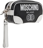 Moschino Black Double Smiley Leather Pouch