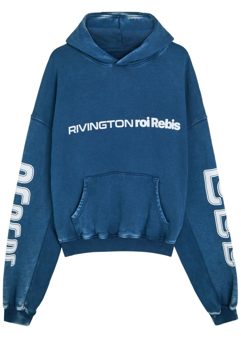 Rivington Roi Rebis Metanoi Printed Hooded Cotton Sweatshirt Navy