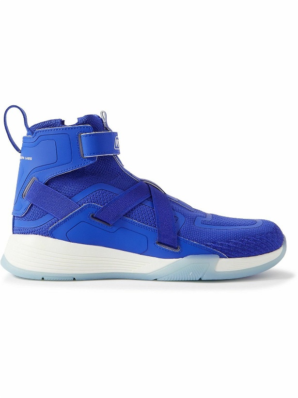 Photo: APL Athletic Propulsion Labs - Superfuture TechLoom and TPU High-Top Running Sneakers - Blue